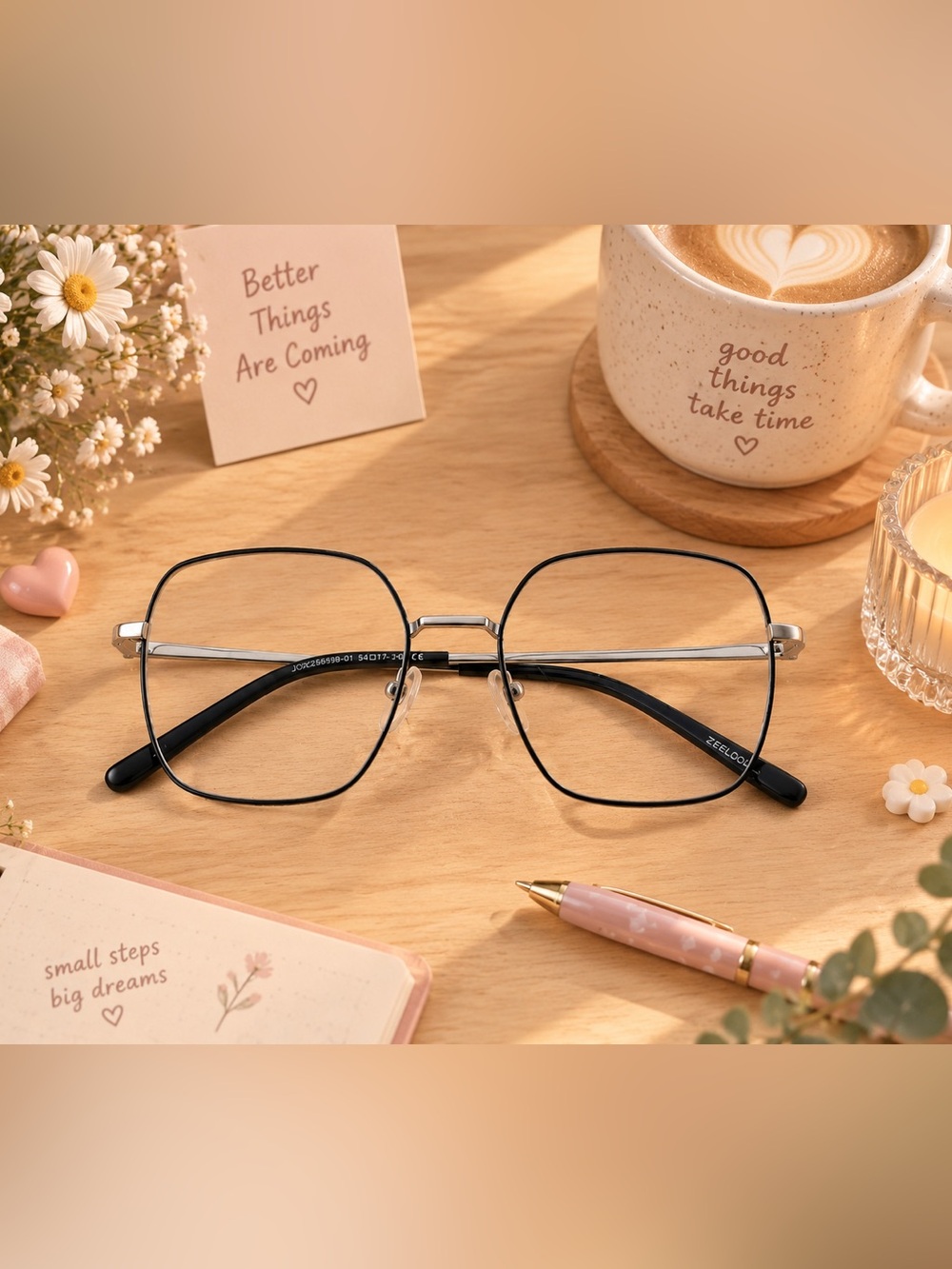 ZEELOOL Black and Silver Women's Aviator Reading Glasses +1.75
